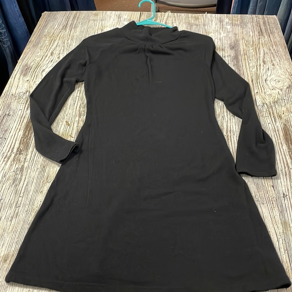 Aziz Sweater Dress Women Size Medium black High Neck Minimalist Bodycon